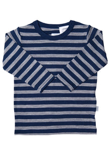 Babu Merino Wool Long Sleeve Tee shirt - Navy Stripe
