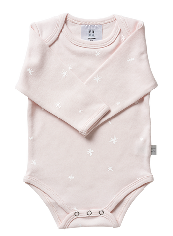 Babu Organic Cotton Long Sleeved Bodysuit - Pink Star