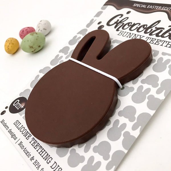 Easter Edition CHOCOLATE BUNNY & BEAR Silicone Teething Disc