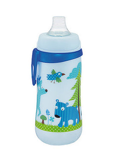 First cup 330 ml with wide neck soft spout silicone Pink & Blue Deer