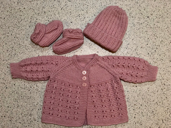 Hand Knitted Jumper/ Cardigan NB set