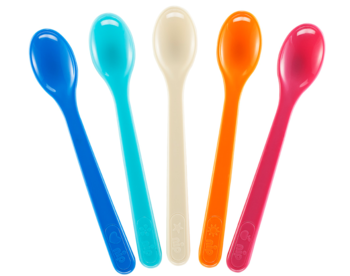 Multi Coloured Long Feeding Spoons - 5 pack